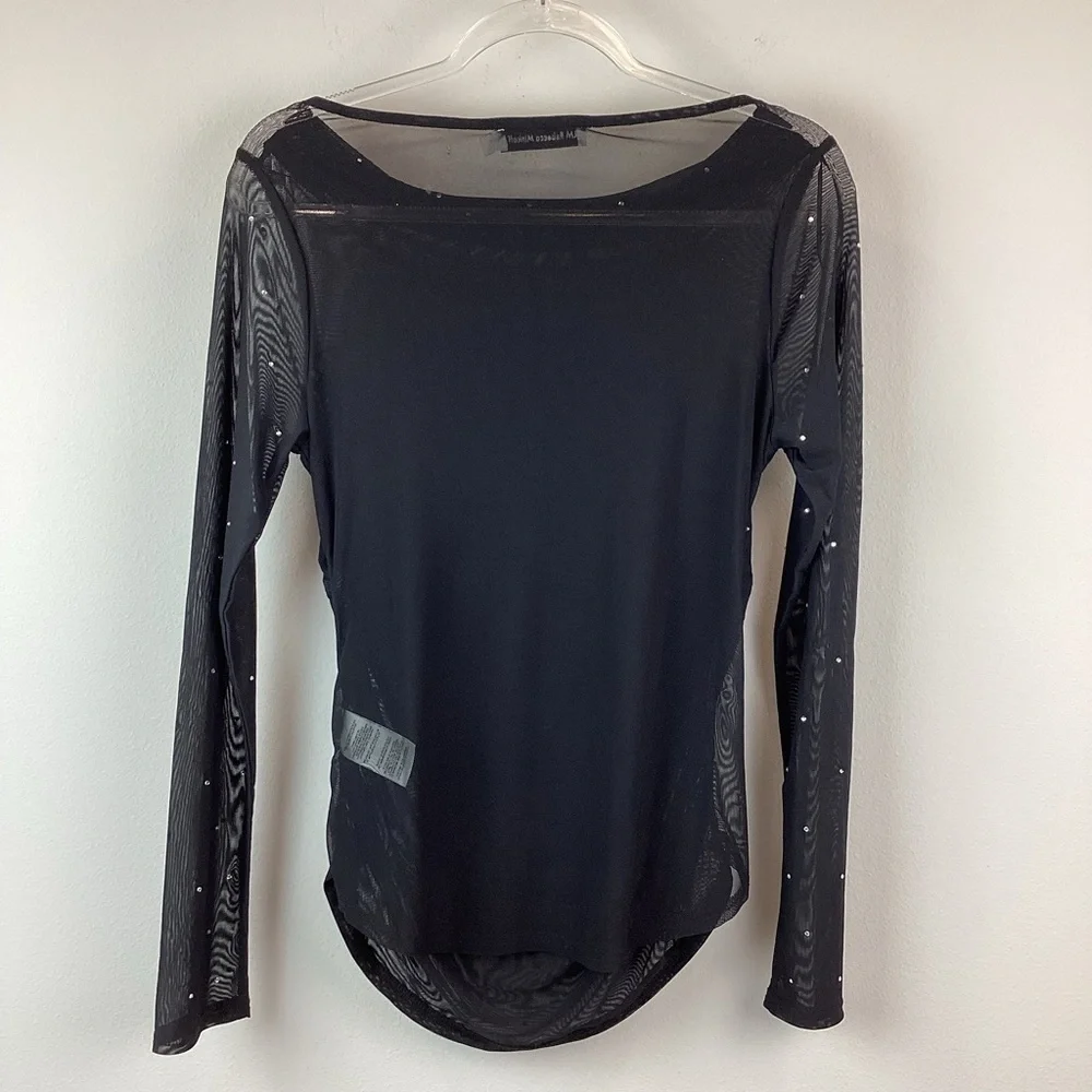 NWOT Rebecca Minkoff Black Sheer Gemstone Top | Medium